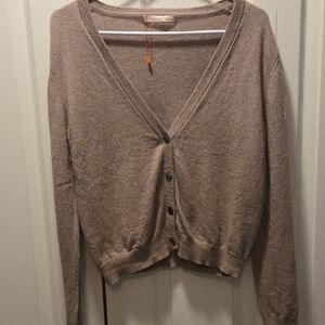 Olivaceous Taupe V-Neck Button Front Cardigan